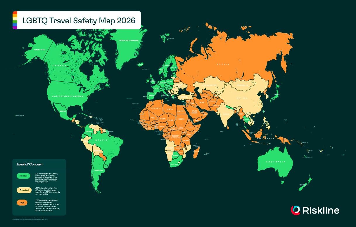 LGBTQ+ travel: Riskline identifies 91 countries as "high concerns" destinations
