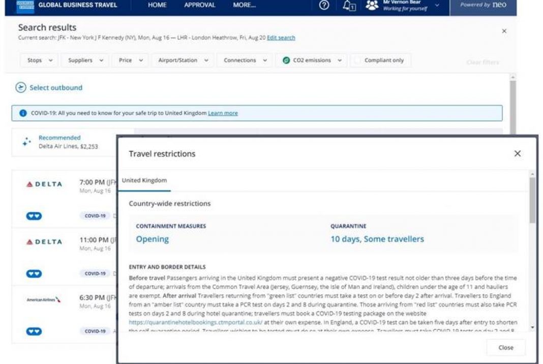 Amex GBT enhances tech solutions for pandemic business travel TravelMole