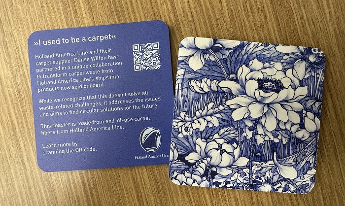 Holland America Line launches new drink coasters using upcycled carpet